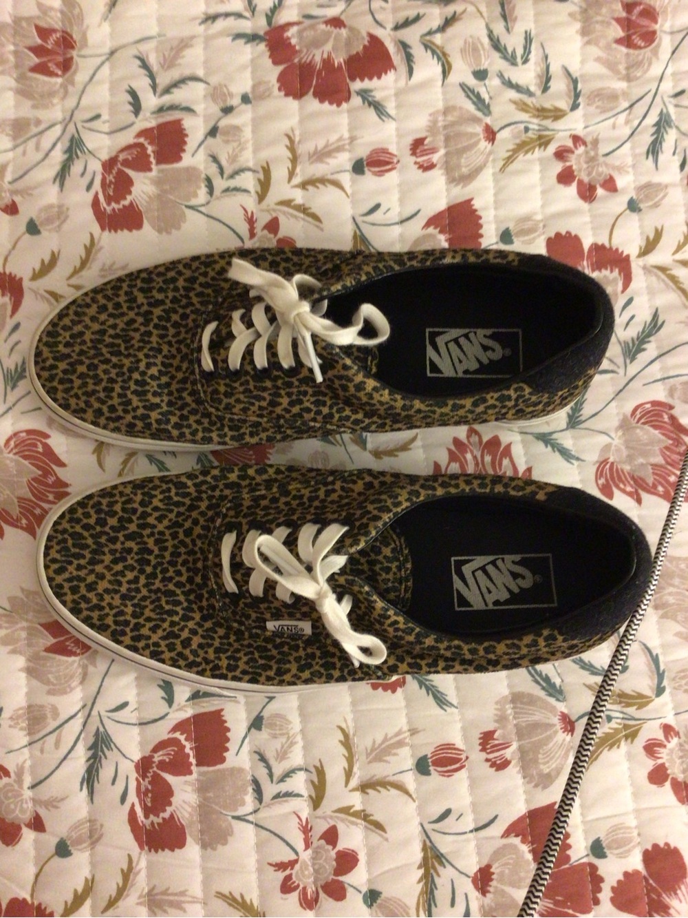 Vans Leopard Print Canvas Sneakers in Brown and Black
